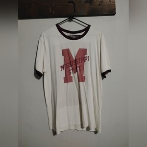 100% Cotton TShirt • Mississippi State • Cream and Maroon • XL